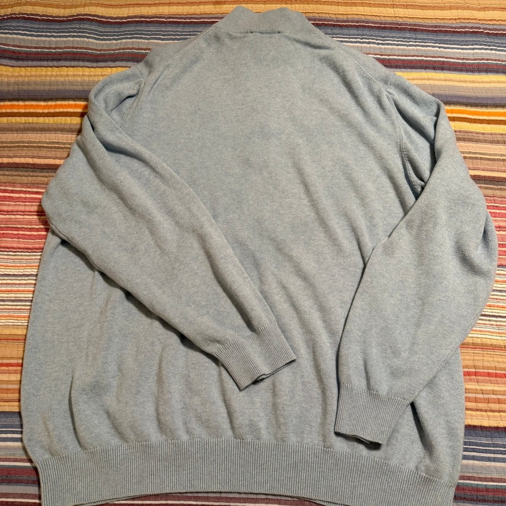 Vineyard Vines Mens XXL Light Blue 100% Cotton Quarter-Zip Pullover Sweater - Picture 5 of 7